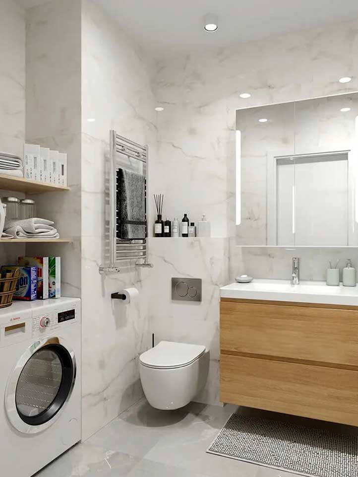 combine the bathroom with laundry