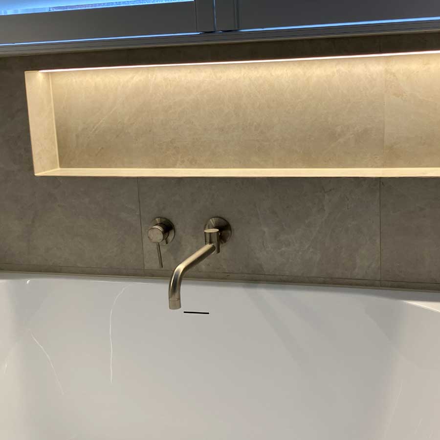 LED Niche with Neutral Tiles