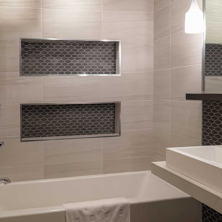 Tile Niche with Brass Trim