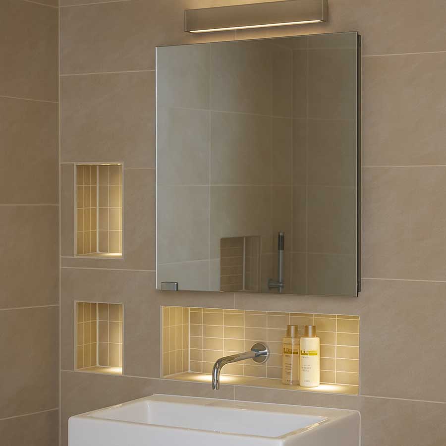 bathroom shower Niche Behind Mirror
