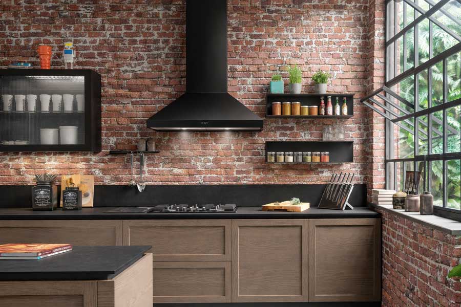 brick kitchen feature wall