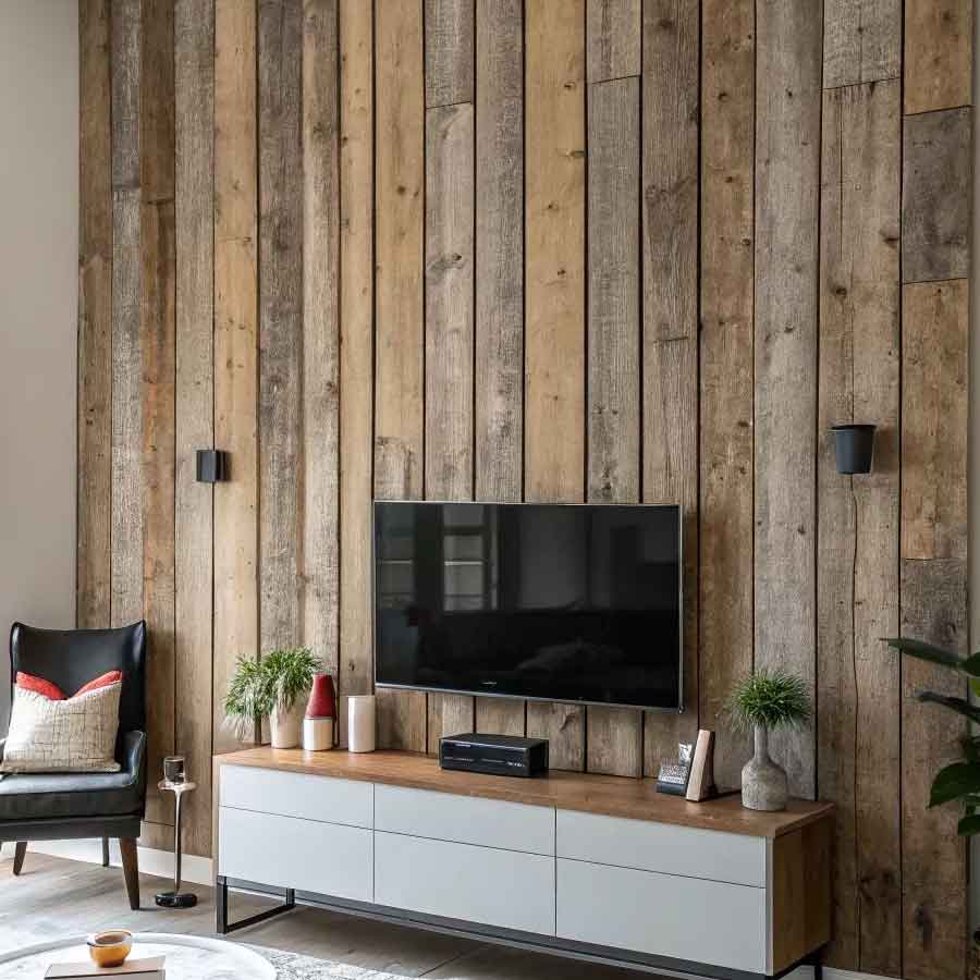 feature wall behind the television