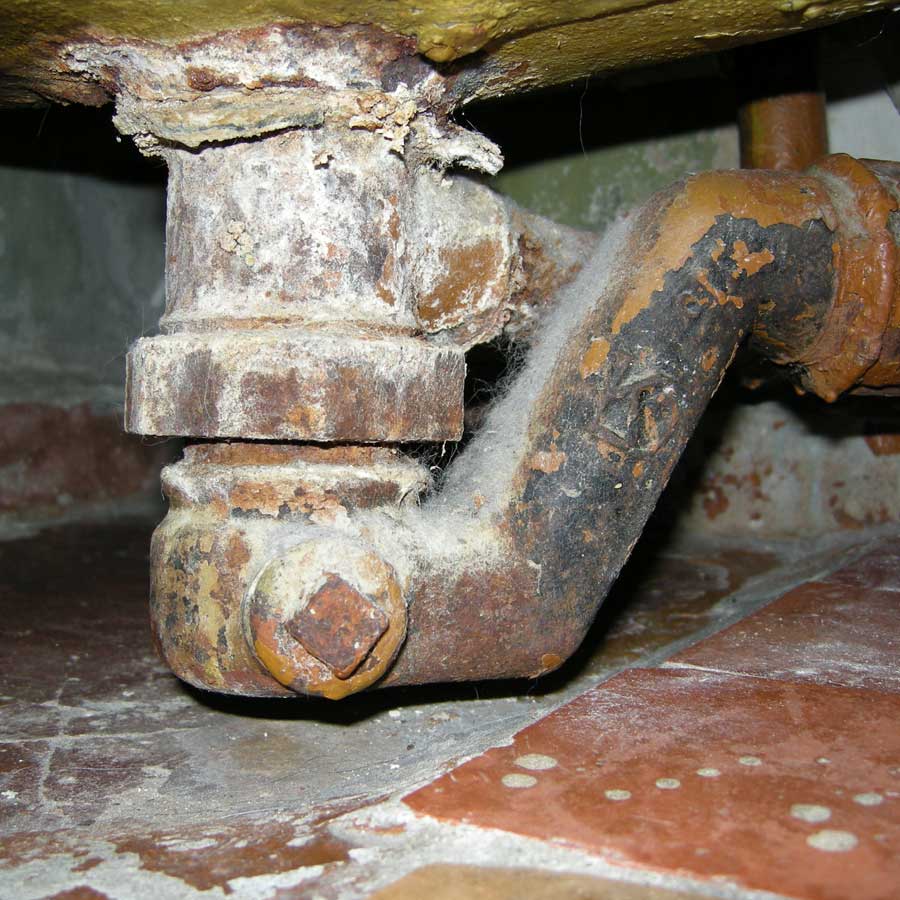 Corroded cast iron stack in older Melbourne home